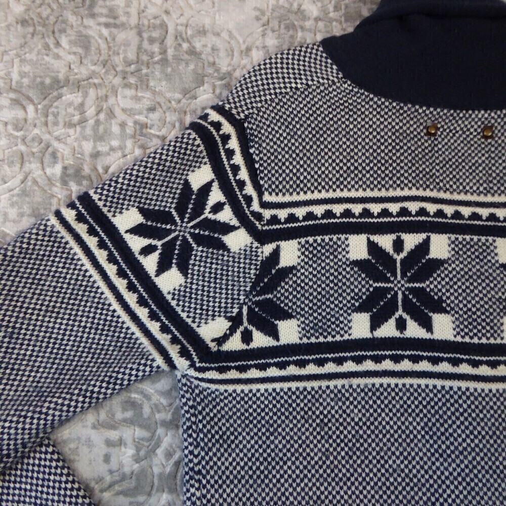 i Jeans by Buffalo Sweater Mens Large Blue Shawl Cardigan Fair Isle Nordic Wool - Picture 9 of 14